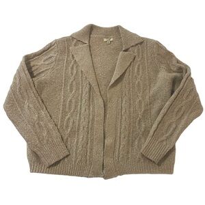 KORI America Cardigan Sweater Collar Cable Knit Oatmeal Comfy Cozy SZ S  EUC